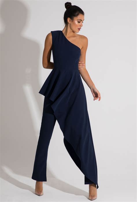 navy blue semi formal jumpsuit.